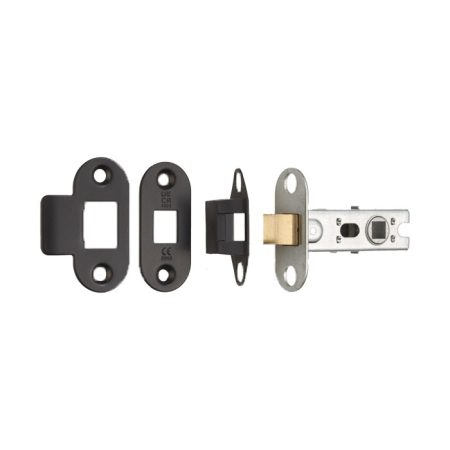 Eurospec BTL25MB/R 64mm Ce B/T Tubular Mortice Latch Radius - Matt Black (LEAD TIME: 2-3 DAYS)
