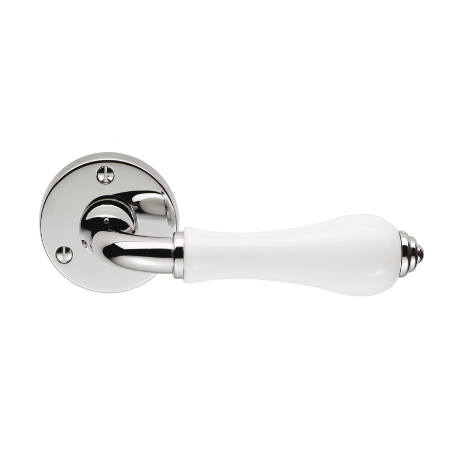 Carlisle Brass PLWCP Porcelain Lever On Round Rose White - Polished Chrome (LEAD TIME: 2-3 DAYS)